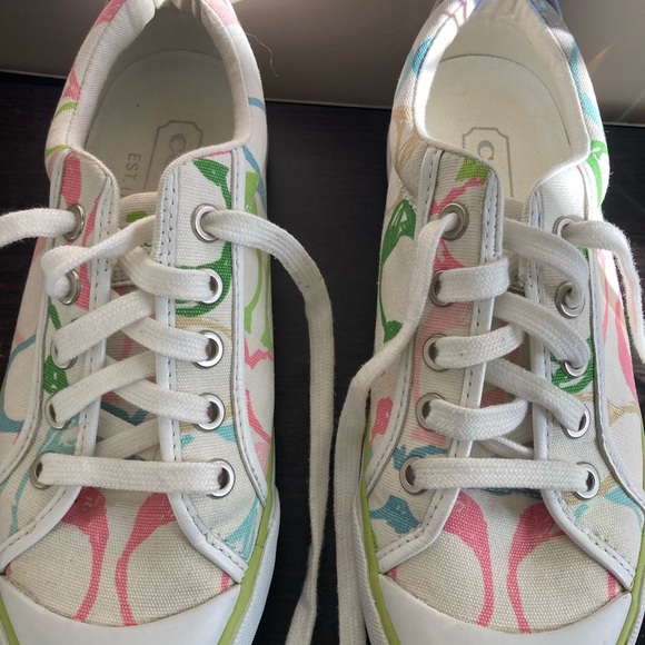 COACH Barrett sneakers size 6.0 multicolor on white signature C’s - Picture 2 of 13